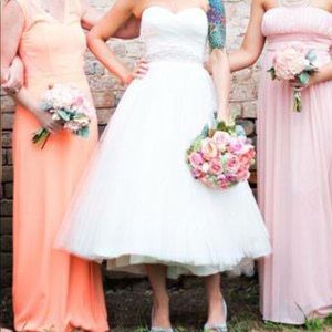 Wedding dress, tea length, strapless
